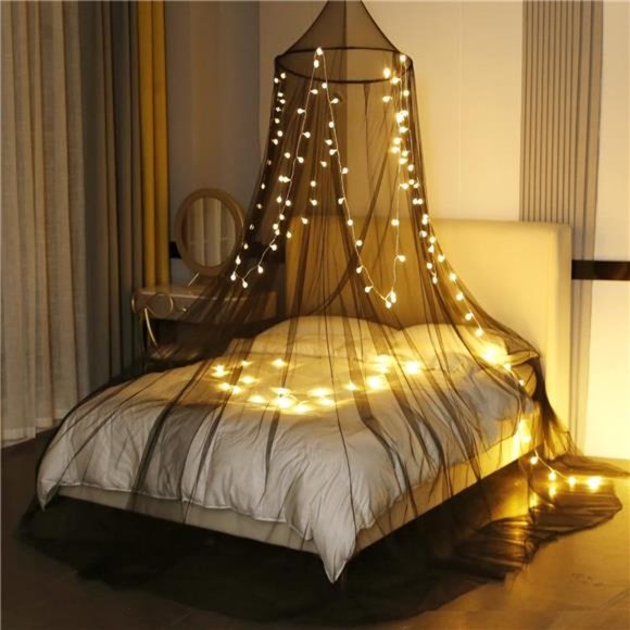 Bed Canopy with Lights, Mosquito Net for Bed, Mosquito Netting for Twin Full - Picture 1 of 8